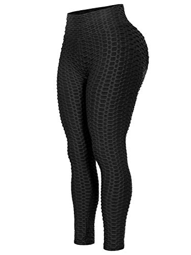 Beyondfab Women's High Waist Textured Butt Lifting Slimming Workout Leggings Tights Black Pocket 2Xl3Xl #TOP3