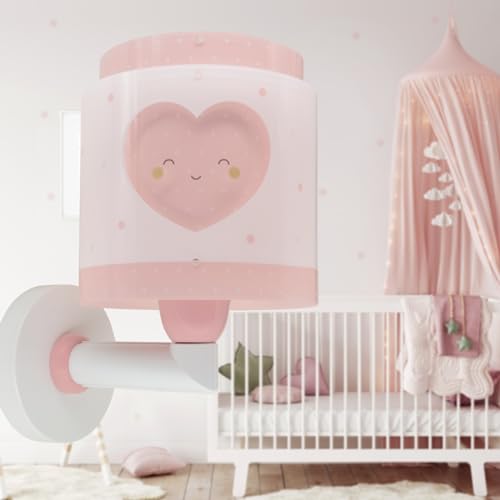 Lámpara de pared infantil para leer en la cama de noche con diseño de corazones rosa 2
