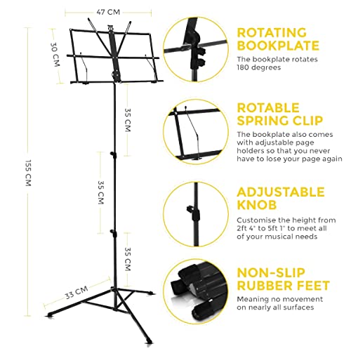 Sheet Music Stand Holder Foldable Music Stand Super Sturdy Adjustable Height Tripod Base Metal Music Stand With Carry Case Bag - Image 4