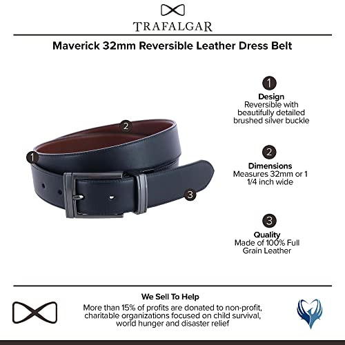 Trafalgar Men's Maverick 32mm Reversible Leather Dress Belt2