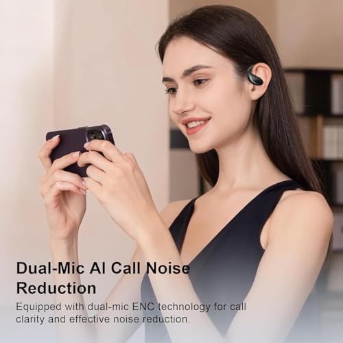 Image of Open Ear Clip Wireless Earbuds Bone Conduction Headphones, Bluetooth 5.4 Headphones with 60H Playtime Touch Control Ultra-Comfort, Built-in Mic IPX7 Waterproof, LED Display Charging Case,Ear Hooks