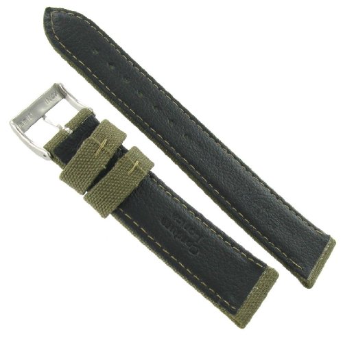 22mm Morellato Padded Stitched Genuine Cordura Canvas Army Green Watch Band