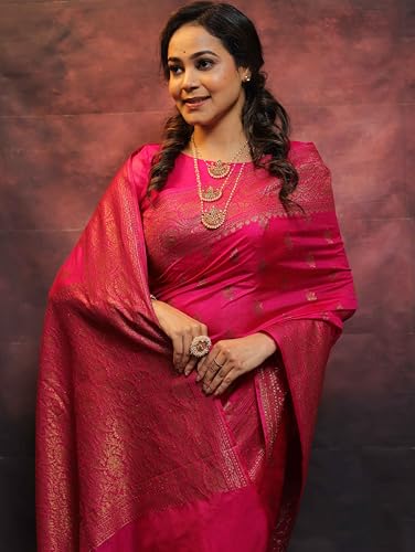 Image of Sugathari Women's Banarasi Saree Pure Kanjivaram Silk Saree Soft new ladies 2025 Design Wear Pattu Sarees Sadi Party Sari collections With Blouse Piece (San Pari-223)