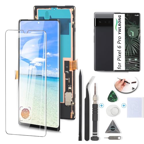 OLED Screen for Google Pixel 6 Pro Screen Replacement for Google Pixel 6 Pro 5G GLUOG G8VOU LCD Display Touch Screen Digitizer Assembly with Tools(Support Fingerprint)