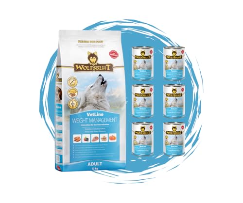 Wolfsblut Vetline Hundefutter - Weight Management, 12kg + 6x395g - Sparbundel, Sparpaket - inklusive Warnicks Tierfutterservice Hundesnack Goodie