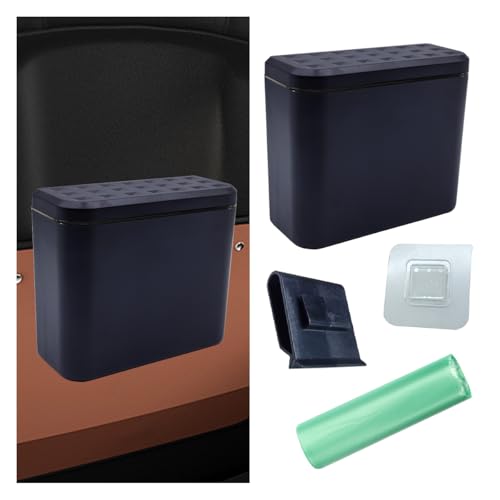 Image of Portable Hanging Auto Leakproof Garbage Organizer, Waterproof Mini Dustbin with 1 Roll Trash Bag, Auto Leakproof Garbage Organizer, Multi-Purpose for Car, Vehicle, Office, Home (Black)