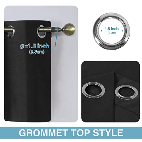 Home Queen Grommet Blackout Curtain Valance Window Topper For Living Room, Short Cafe Valence, 54 W X 18 L Inch, Black #TOP2