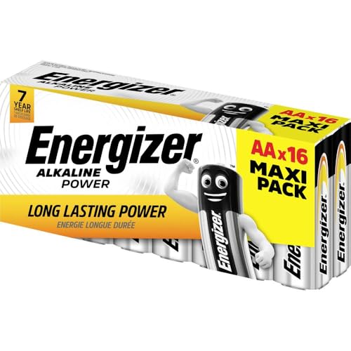 Energizer - Alkaline Power, Pack de 16 Pilas AA, Larga duración para Uso Cotidiano, sin sulfataciones y con 7 años de vida útil