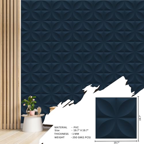 Image of Kayra Decor Wall Panels for Bedroom Butterfly Design Navy Blue Color 19.7 inch x 19.7 inch (Pack of 12) - Covers 32.34 Sq. Ft.