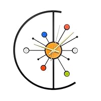 noxozoqm Unique Metal Wall Clock 14 Inch Mid-Century Modern Clock with Silent Mechanism Decorative Colorful Clock for Living Room, Kitchen, Office DecorMetal Wall Clock