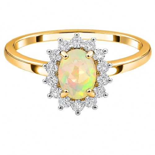 Image of Princess Diana Inspired Halo Birthstone Ring for Women Girls | Pure 925 Sterling Silver with AAA+ Natural Gemstone | 18K Gold-Plated | Best Gift for Birthday, Anniversary, or Valentine�s Day