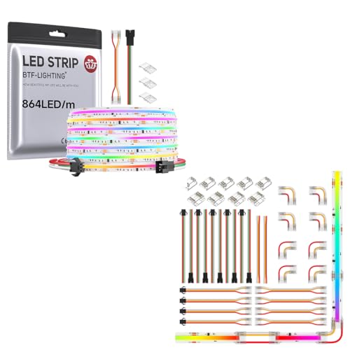 Tira LED RGB COB WS2811 16.4FT 864LED/m con Conectores Kit miniatura 1