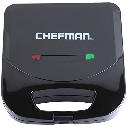 Chefman Electric Sandwich Maker Machine, Non-Stick Surface, Dual Griddle Fits 2 Sandwiches, Cut and Seals into Triangles for Perfect Grilled Cheese, Easy Clean, Cool Touch Handles, Black