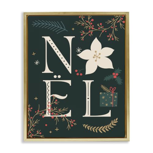 Noel Christmas Bloom Holiday Floral, 25 x 31 Inch Canvas in Floater Frame