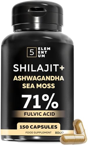 Shilajit Capsules with Ashwagandha & Sea Moss – 150 Capsules with 71% Fulvic Acid – Daily Wellness Support