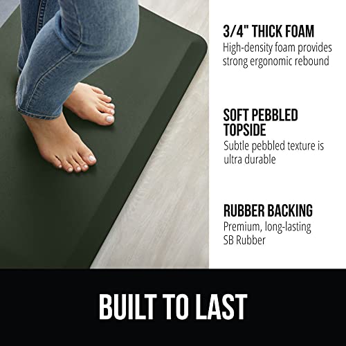 Image of GORILLA GRIP Cushioned Antifatigue Kitchen Mat for Floor, 48x20, Green | 3 /4 Inch Thick Ergonomic Office Standing Desk Mats, Waterproof and Stain Resistant Pebbled Top, Supportive Padded Foam Rug