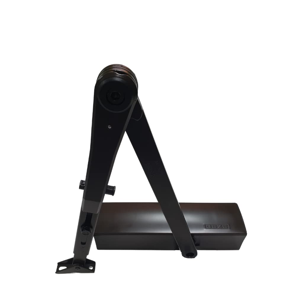 GEZE TS 2000 V BC Marrón Cierrapuertas de brazo articulado para puertas de una sola hoja de hasta 1250 mm de ancho de hoja con barra de retención activable/desactivable 102446 y placa de montaje/juego