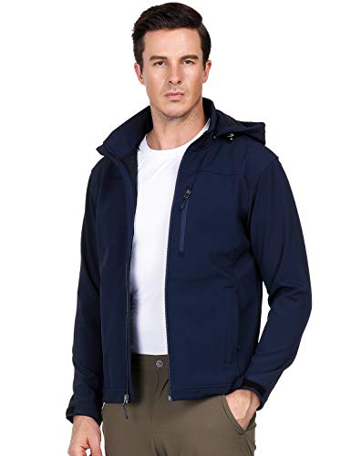 MIER Men's Softshell Jacket Fleece Lined Tactical Outerwear Windproof, Water Resistant, Navy, XX-Large