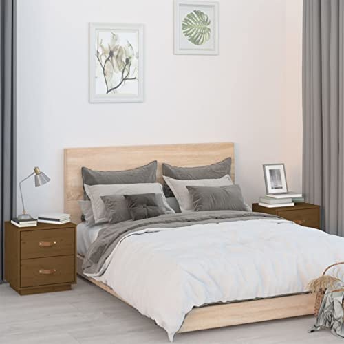 Xichuzi Mesitas de Noche 2 uds, Mesillas De Noche Dormitorio, Dormitorio, Mesa De Noche, Mesa De Cabeceira, Muebles Auxiliares, Madera de Pino marrón Miel 40x34x45 cm