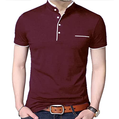Image of Pixie Fashion Polycotton Mandarin Collar Half Sleeves Men's T-Shirts Combo (Pack of 3)