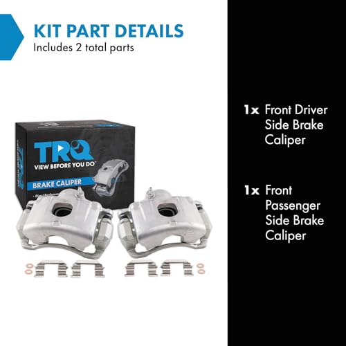 Image of TRQ Front Brake Caliper Set Zinc Coated Brackets Hardware Compatible with 2004-2009 Kia Spectra 2005-2009 Spectra5