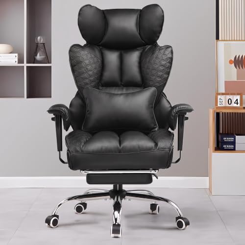 Image of GTPLAYER Big and Tall Gaming Chair 400lbs Heavy Duty Office Chair with Footrest, High Back Pocket Spring Lumbar Support, Ergonomic Wide Comfy Seated Cushion for Lower Back Pain Relief, Carbon-Black