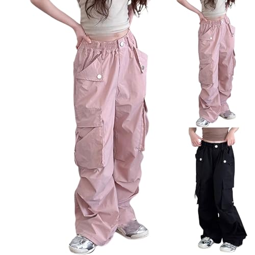 Cargo Pants for Girls 2025 Trendy High Waisted Baggy Wide Leg Floor Trousers Hip Hop Streetwear with Multi Pockets