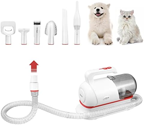 Avra Pet Grooming Vacuum Kit, Professional Pet Hair Remover with 6 Proven Grooming Tools Like Deshedding Brush, Electric Clippers, Ideal for Dogs, Cats and Other Animals