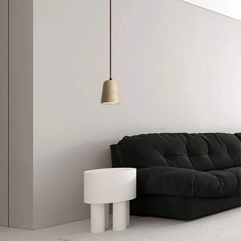 Lampe LED suspendue en travertin jaune et bois rétro pour table