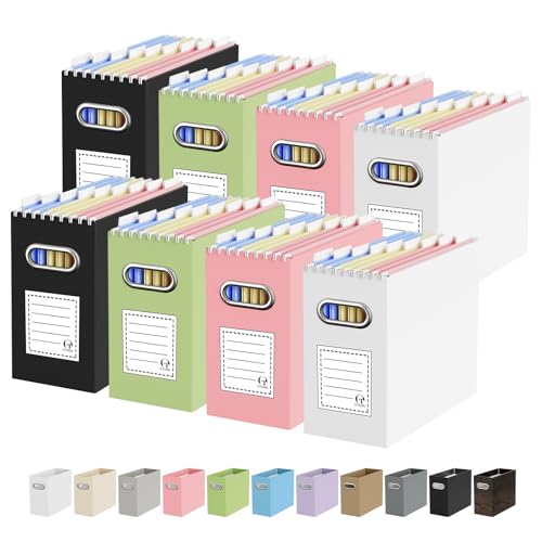 Oterri Portable Collapsible Cardboard File Box with Handle for Letter-Size