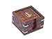Hampton Nautical  Wooden Anchor Coasters with Rosewood Holder (Set of 6), 3"