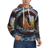 HJLUUFT Sudadera con capucha para hombre, de manga larga, con estampado de ojo de dragón, informal, con cordón, Negro, XL