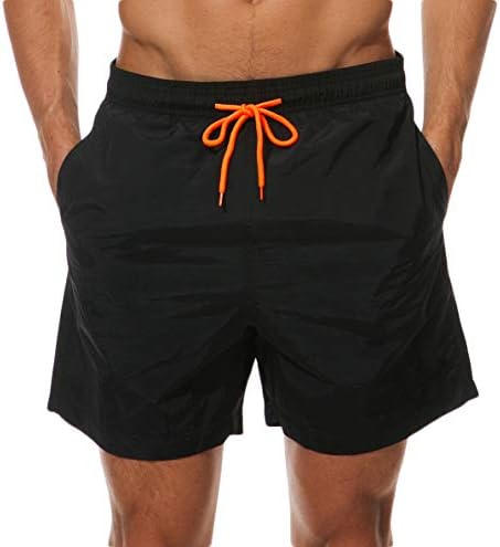 YuKaiChen Men's Swim Trunks Quick Dry Beach Shorts with Mesh Lining Black 30(L)
