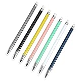 Paquete✐7 lápices eternos completos con pluma estándar grosor 0,5 mm y negrura HB. Hay un borrador al final de cada lápiz para borrar las marcas de lápiz en cualquier momento.