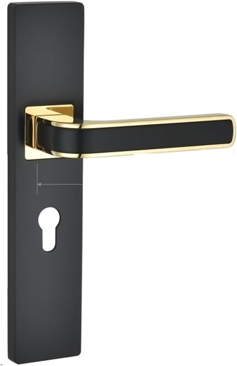 Simple Bedroom Room Interior Door Lock Black Household zinc Alloy Handle Mechanical Lock Magnetic Silent Wooden Door Lock(A 216 Black Gold Door Lock)