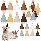 24 Pcs Mini Party Hat for Stuffed Animals DIY Birthday Brown Party Hat for Doll Pet Dog Cat Rabbit Puppies Costume Boho Decor