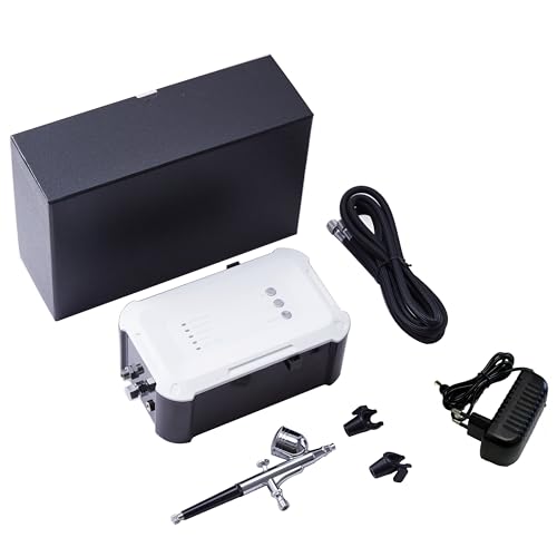 CYBERNOVA Mini Compresseur Aérographe Set avec Pistolet Double Action 0.4mm, Kit Airbrush pour Maquillage, Décoration de Gâteaux, Artisanat, Nail Art