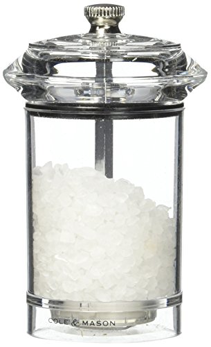 COLE & MASON Solo Salt Grinder - Acrylic Mill Includes Precision Mechanism and Premium Sea Salt