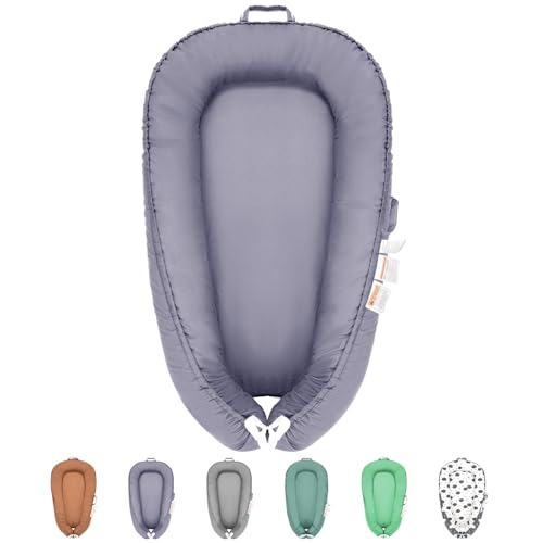 Baby Lounger - Baby Lounger for Newborn 0-24 Months, Baby Nest Breathable 100% Cotton Cover Adjustable Portable Infant Lounger,Baby Essentials and Gifts