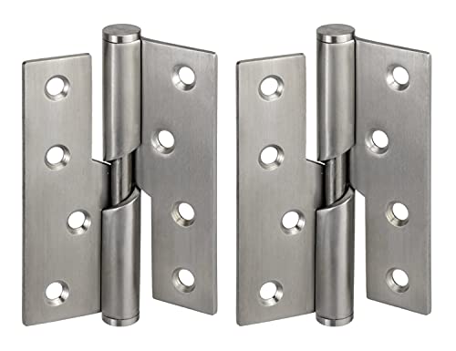 Pair of Door Hinges Rising Butt Handed Right Lift Off Hinge 100mm x 77mm(Right)