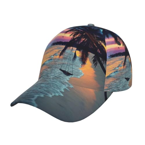 Coconut Beach Sunset Hammock Baseball Cap, for Outdoor & Travel & Daily Wear Black