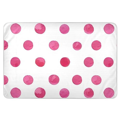 Watercolor Pink Polka Dot Mattress Pee Pad, Large, Waterproof Incontinence Bed Pads, Washable Underpads