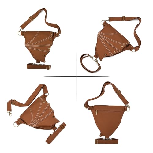 SV SENVAN Adjustable Waist Bag - Bat Wing Design, Multi-Purpose Crossbody Bag, Suitable for Festivals and Cosplay (Brown)3