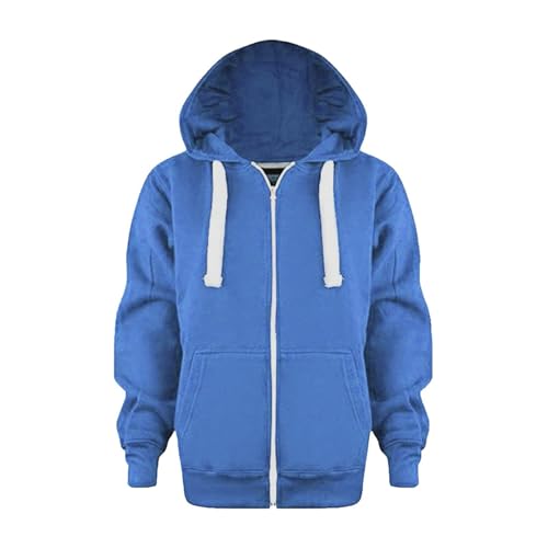 Kids Boy Toddlers Hoodie Sweatshirt Zip-Up Pullover Lightweight Casual Soft Jacket Plain Athletic Clothes with Pocket (Blue, 11-12 Years)
