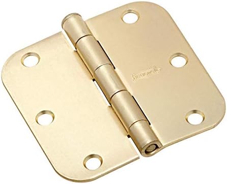 National Hardware N830-334 3-1/2 X 3-1/2 Round Corners Satin Brass Door Hinge 3 Count