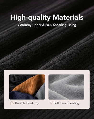 VeraCosy Men's Comfy Corduroy Memory Foam Scuff Slippers Soft Faux Fur Lined House Shoes with Anti-Skid Lightweight Sole3