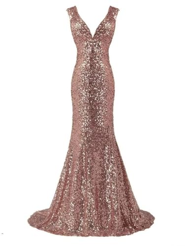 V Neck Sequins Mermaid Bridesmaid Dresses Long Sparkly Plus Size Prom Dresses Wedding Evening Party Gown
