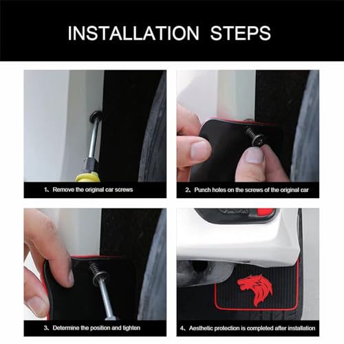 Image of Car Mud Flaps Screw and Clips Universal Rubber Mudguard Soft No Collision Splash Guards (4pcs, Wolf Head)