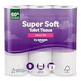by Amazon Super Soft Toilet Tissue, 3-ply, 9 Rolls (1 Pack of 9), 200 Sheets per Roll, FSC Certified