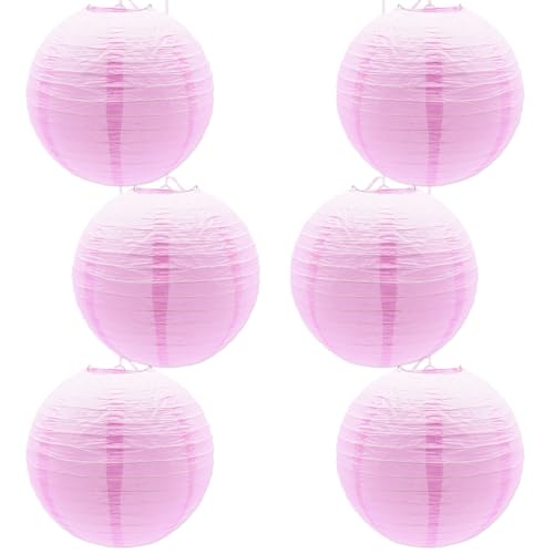 CEEYSEE 6 Stück Papierlaterne Rosa 30 cm Hängende Runde Papierlaternen Faltbar Papier Lampions für Brautpartys Geburtstag Feiern Garten Deko(DL/FNS)